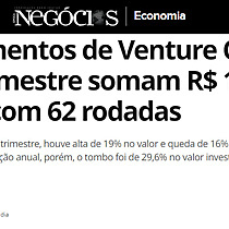Investimentos de Venture Capital no 3 trimestre somam R$ 1,9 bilho, com 62 rodadas